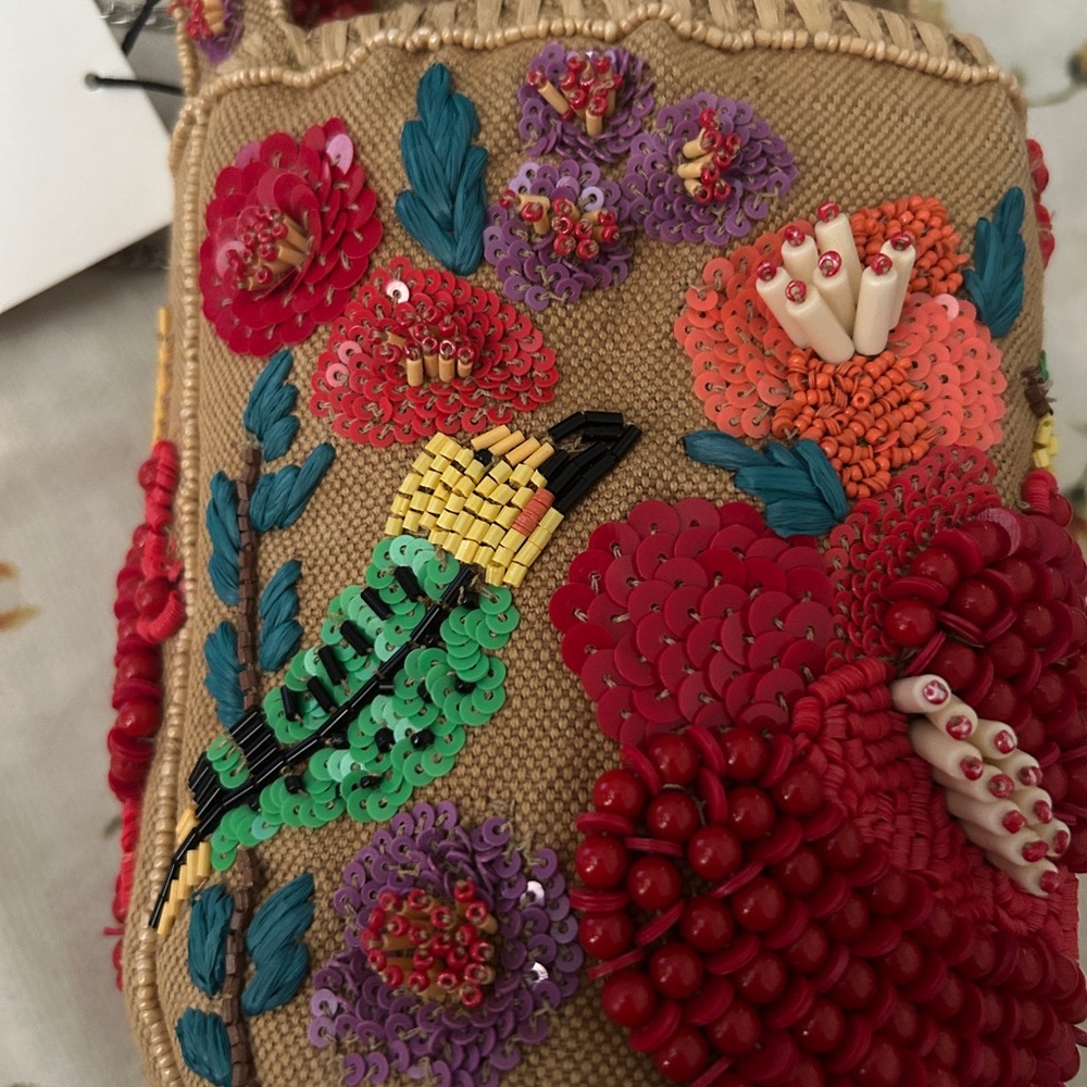 NWT ZARA BEADED BASKET BAG - Picture 9 of 11